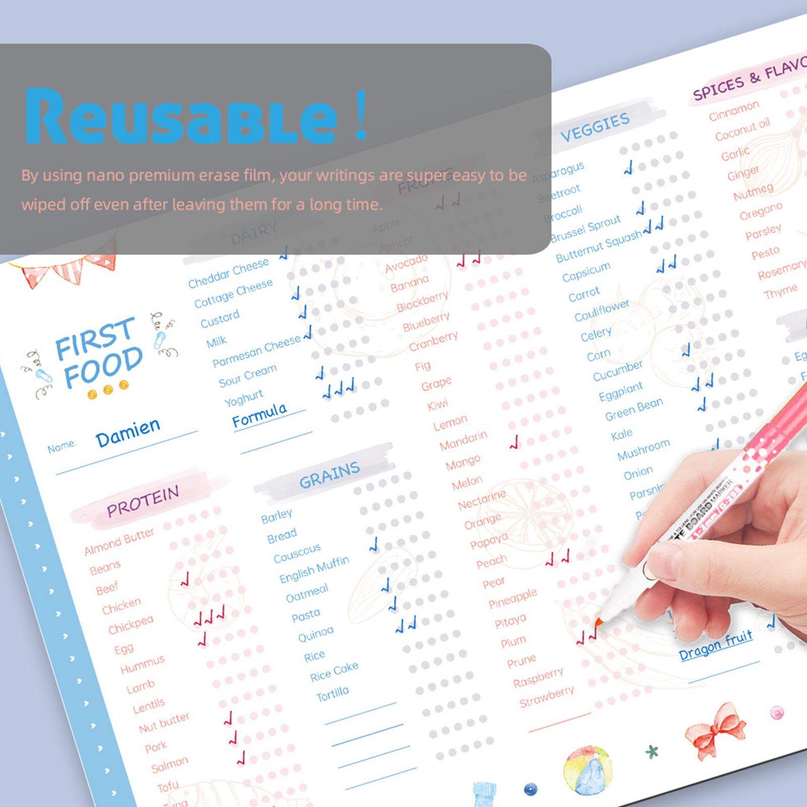 Baby Food Checklist - 아기 첫 음식 체크리스트 자석 재사용