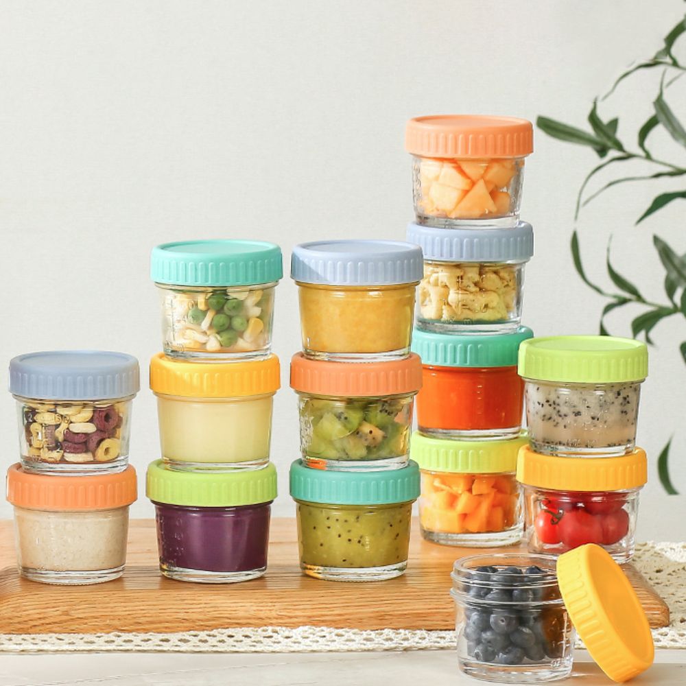 6개 유리 아기 음식 용기 뚜껑 포함 재사용 가능 소스 - Baby Food Glass 리뷰 및 가격