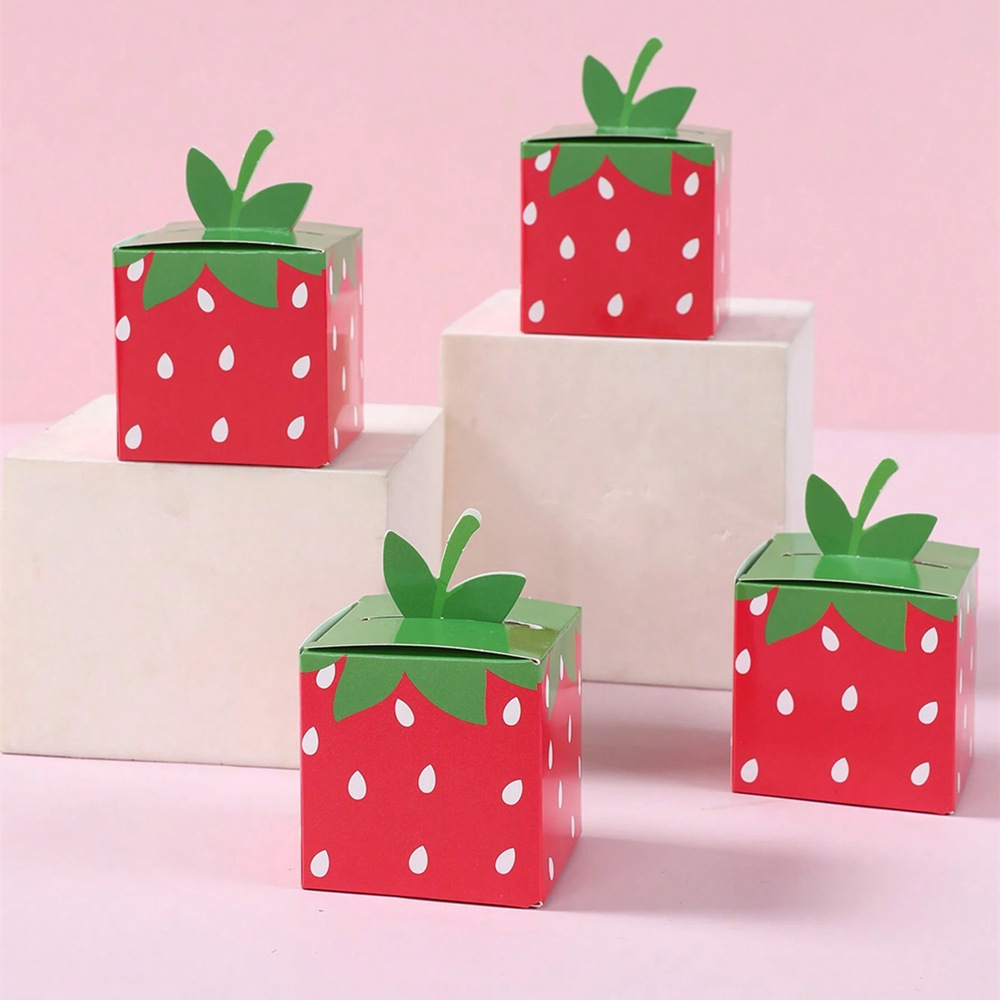 10Pcs 달콤한 과일 딸기 테마 종이 쿠키 사탕 상자 - Food Box Baby 리뷰 및 가격