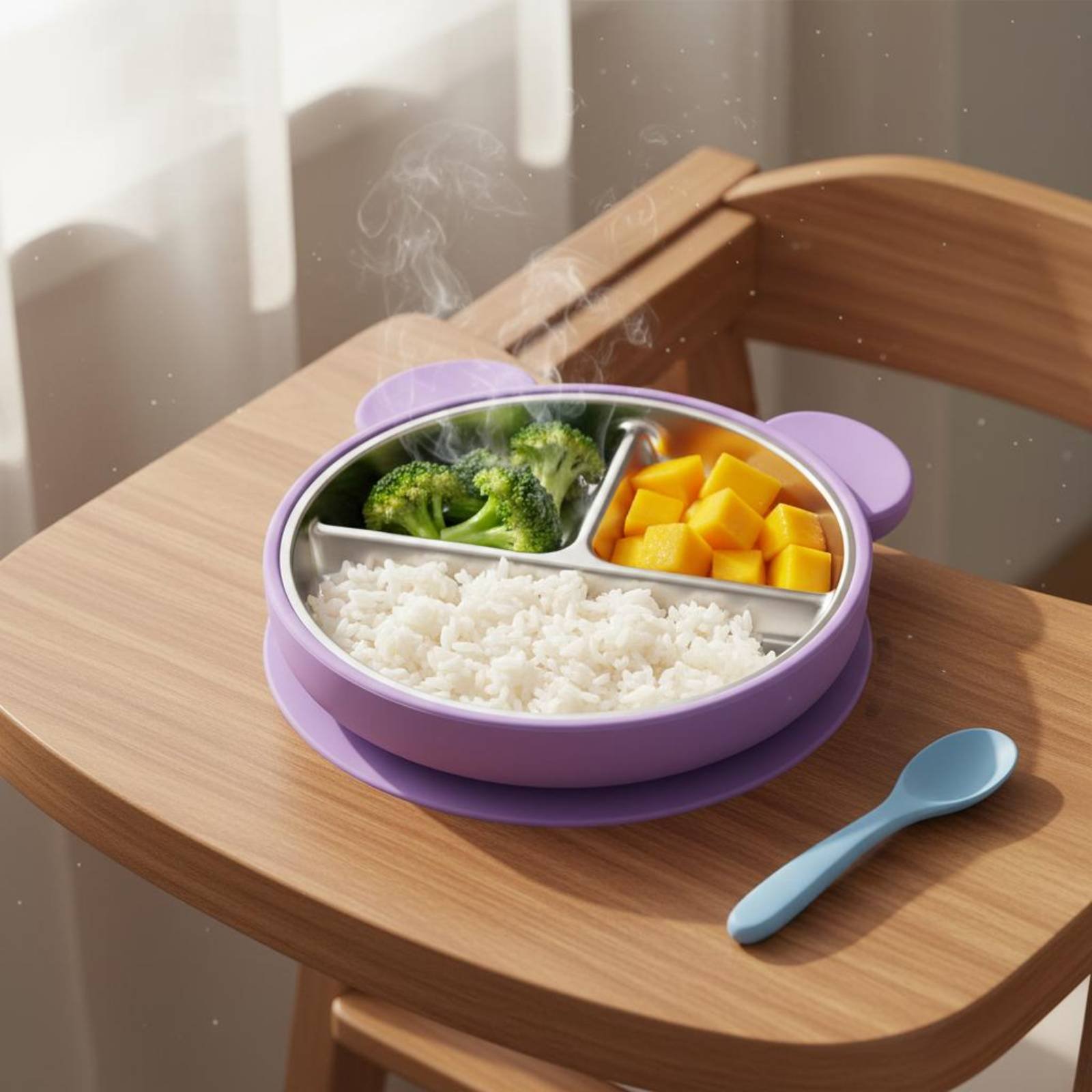 스테인리스 스틸 흡착식 식판, 넘어짐 방지 3칸 식판, - Baby Food Chair 리뷰 및 가격