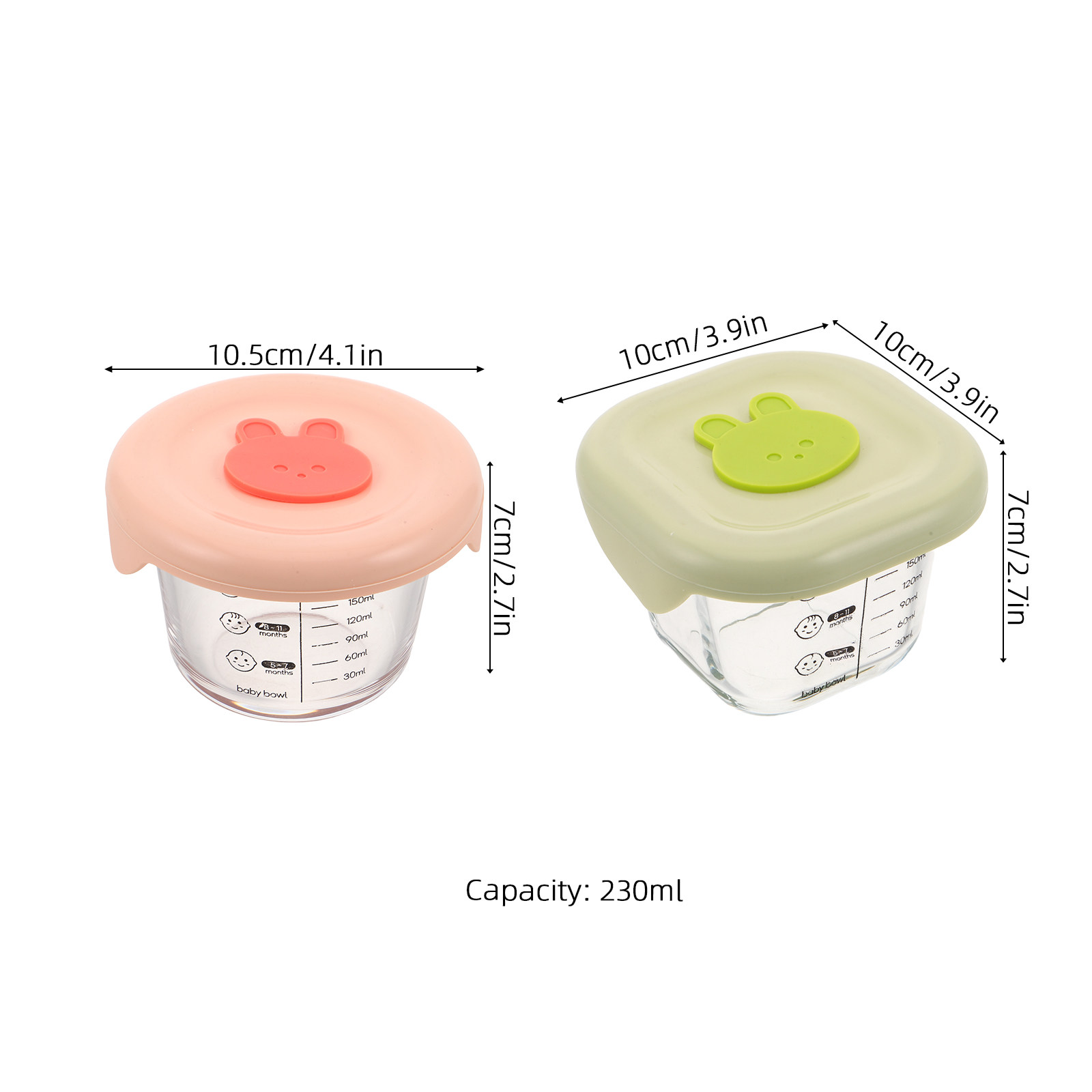 2Pcs 아기 음식 저장 용기 유리 230Ml 밀폐형  - Baby Food Glass 리뷰 및 가격