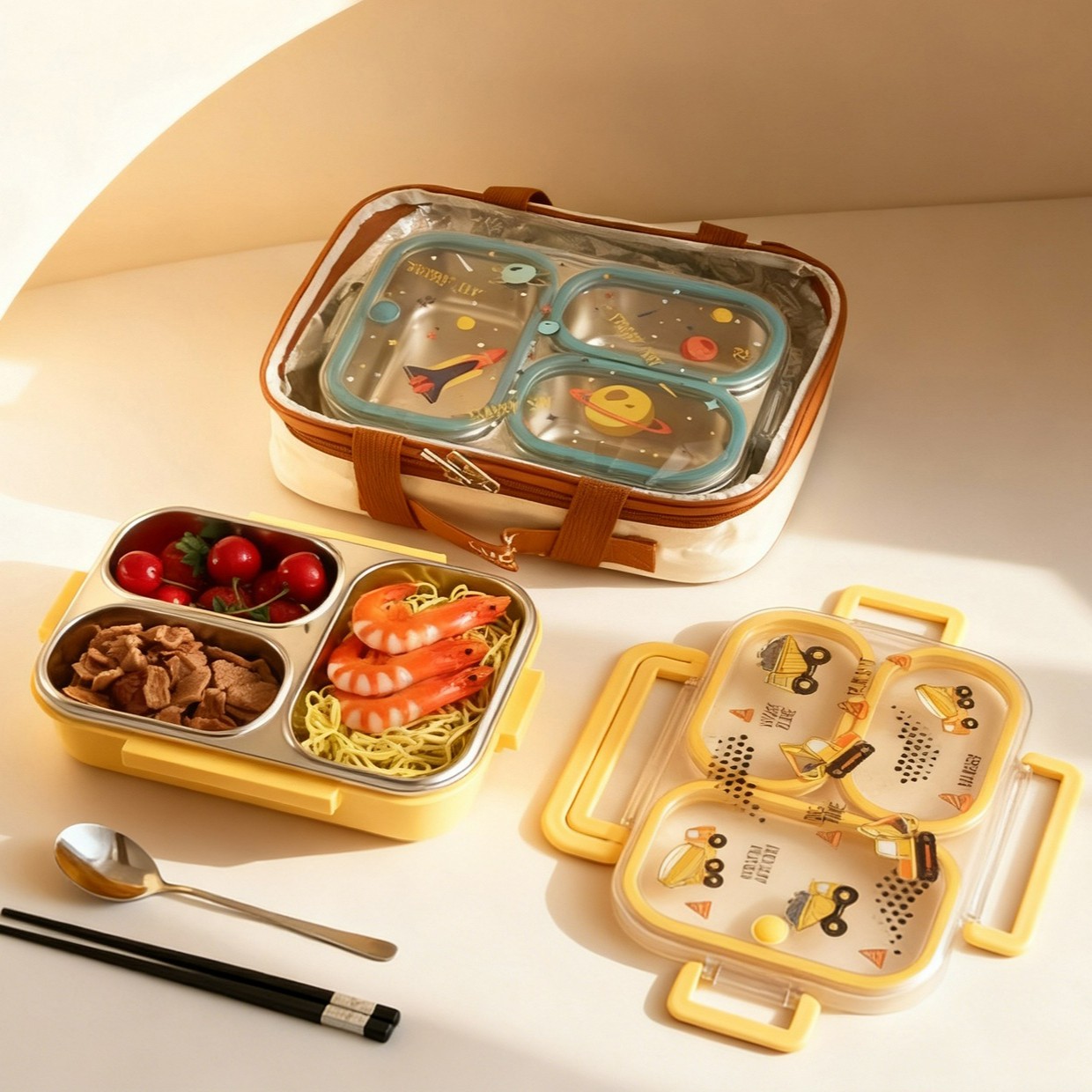 대용량 만화 캐릭터 어린이 도시락 가방 손잡이 포함 휴 - Baby Food Container 리뷰 및 가격
